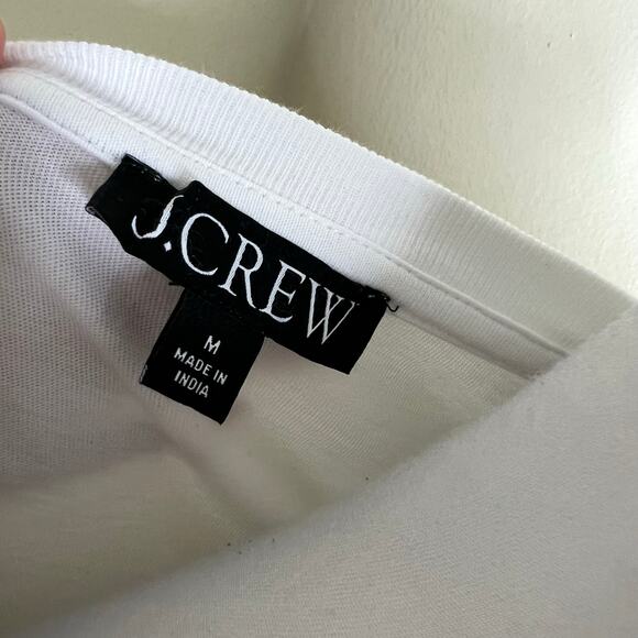 J Crew Lace Trim Tee Medium White Crewneck Short Sleeve Chic Minimalist T-Shirt - Picture 5 of 8